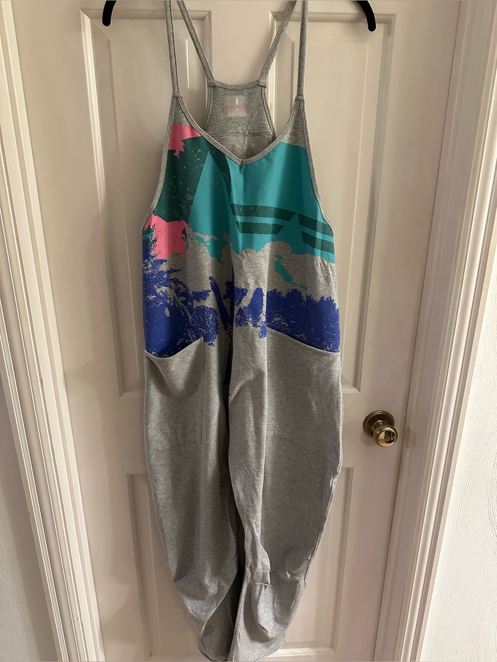 Free People Movement Hot Shot Onesie with Teal, Blue & Pink Graphic Panels XS!